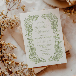 Convite de Chá de Noiva com Hortênsia Verde-Salvia