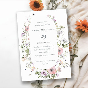 Convite de Chá de Noiva com Moldura de Flor Silves