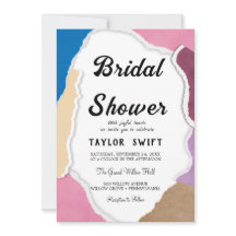 Convite de Chá de Noiva com Papel Rasgado e Texto 