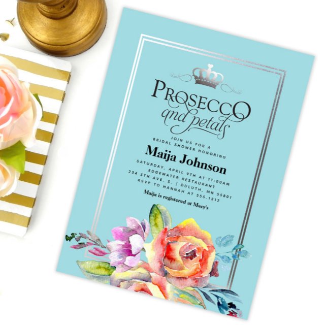 Convite de Chá de Noiva com Prosecco Verde e Pétal (Criador carregado)