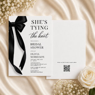 Convite de Chá de Noiva com QR Code She's Tying Th
