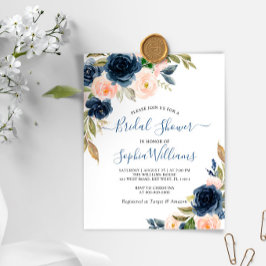 Convite de Chá de Noiva com Tema Floral Rosa e Mar