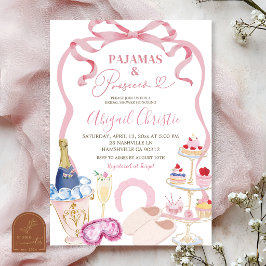 Convite de Chá de Noiva Coquette Bow Pijamas e Pro