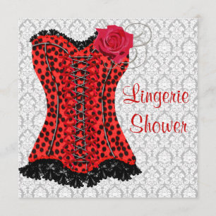 Convite de Chá de Noiva Corset Leopardo Vermelho