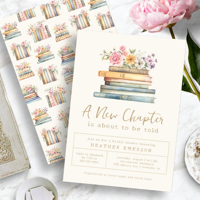 Convite de Chá de Noiva da Floral Books (Wildflower and Books Bridal Shower Invitation
)