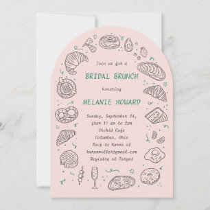 Convite de chá de noiva de brunch desenhado à mão
