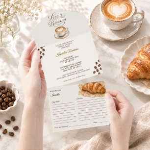 Convite de Chá de Noiva de Café & Cartão de Receit