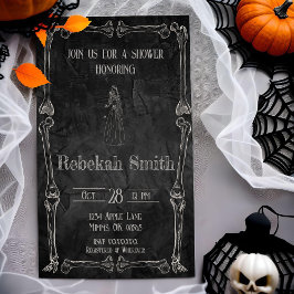 Convite de Chá de Noiva de Esqueleto de Halloween