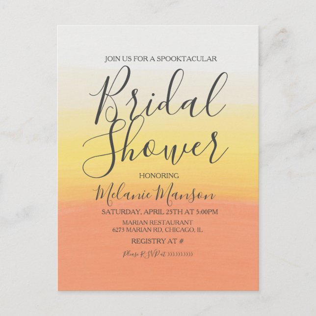 Convite de Chá de Noiva de Halloween com Pipoca de (Frente)