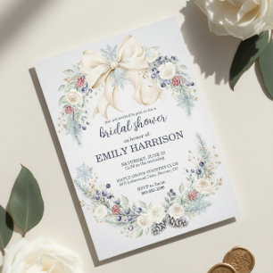 Convite de Chá de Noiva de Inverno Creme Floral La