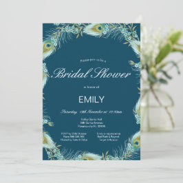 Convite de Chá de Noiva de Pavão Editável