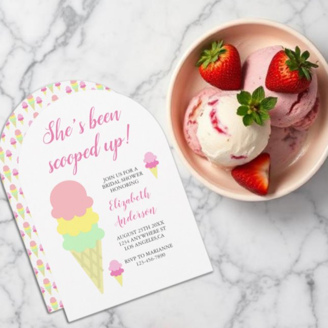 Convite de Chá de Noiva de Sorvete Recheado (Criador carregado)