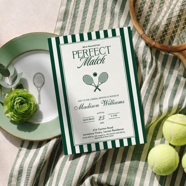 Convite de Chá de Noiva de Tênis Perfect Match (Criador carregado)