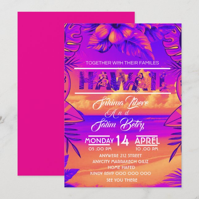 convite de chá de noiva de verão tropical na praia (Frente/Verso)