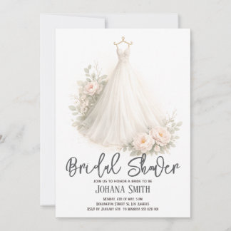 Convite de Chá de Noiva de Vestido de Noiva Floral