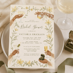 Convite de Chá de Noiva Elegante Coquetel Creme