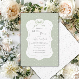 Convite de Chá de Noiva Elegante Verde Sage com Bo