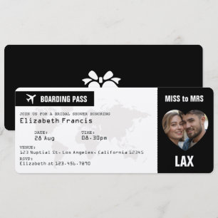Convite de Chá de Noiva em Passagem de Embarque Pr