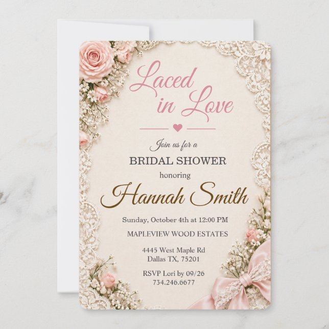 Convite de Chá de Noiva Entrelaçado em Amor (Frente)