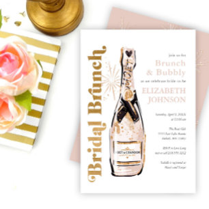 Convite de Chá de Noiva Espumante Brunch Nupcial D