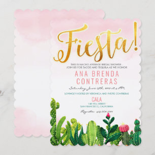 Convite de Chá de Noiva Fiesta Cactus