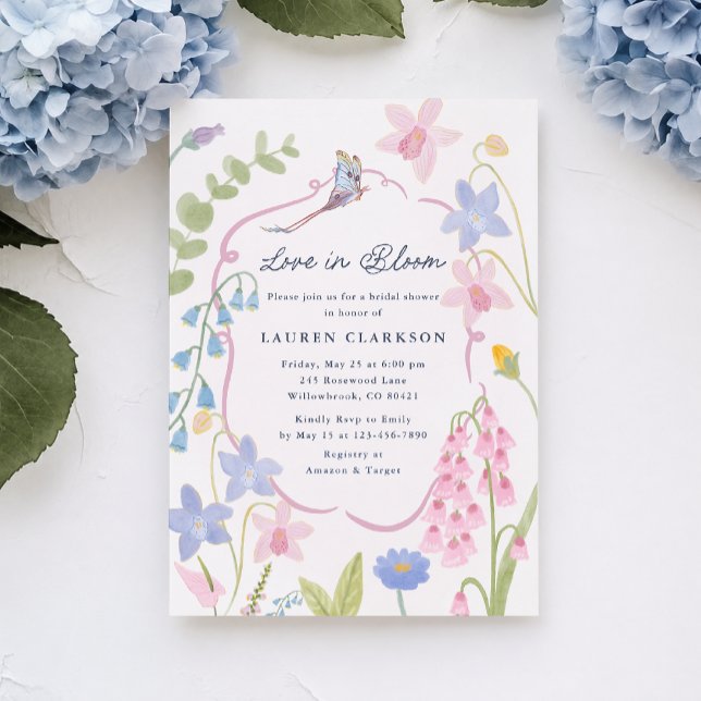 Convite de Chá de Noiva Floral Amor em Flor (Criador carregado)