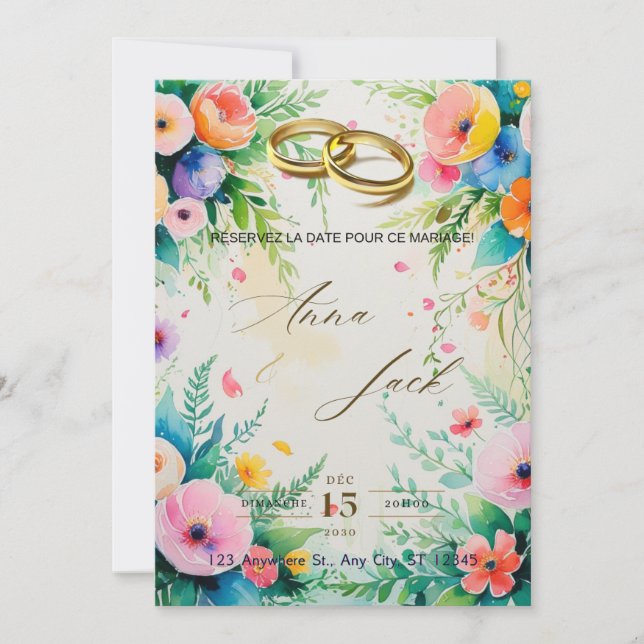 Convite de Chá de Noiva Floral Aquarela Boho (Frente)