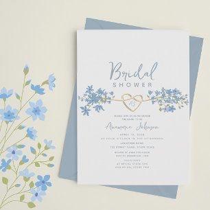 Convite de Chá de Noiva Floral Azul Empoeirado