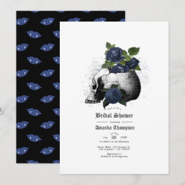 Convite de Chá de Noiva Floral Azul Marinho Gótico