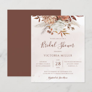 Convite de Chá de Noiva Floral Boho de Outono dent