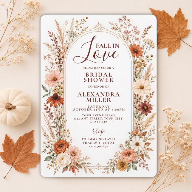 Convite de Chá de Noiva Floral Boho Fall In Love W (Criador carregado)