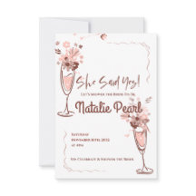 Convite de Chá de Noiva Floral Champagne Ela Disse