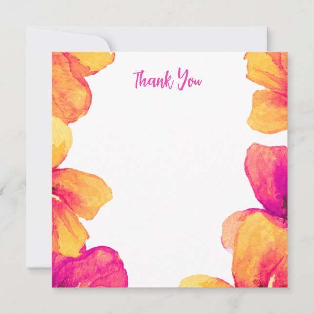 Convite de Chá de Noiva Floral de Hibisco Rosa (Frente)