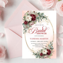 Convite de Chá de Noiva Floral Marrom Bonito em Do