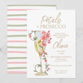 Convite de Chá de Noiva Floral Pétalas & Prosecco