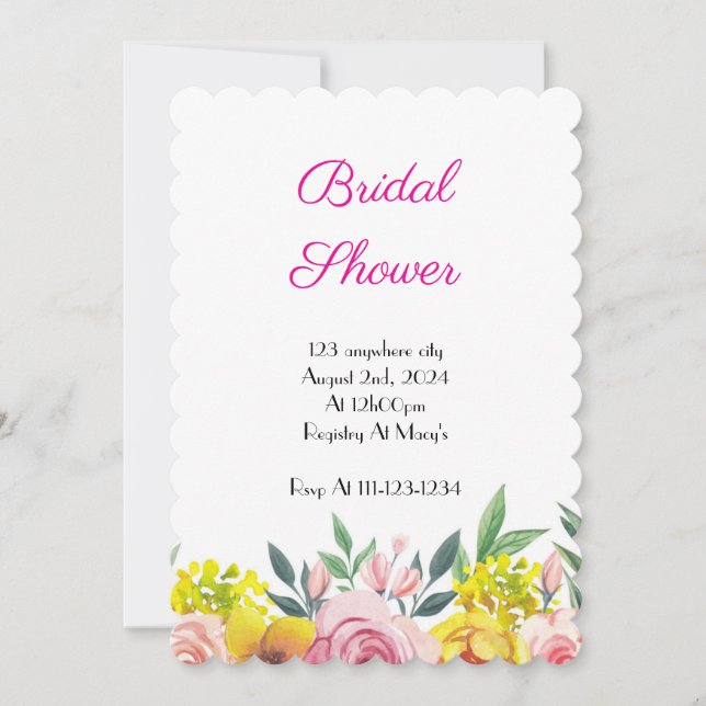 Convite de chá de noiva floral rosa (Frente)