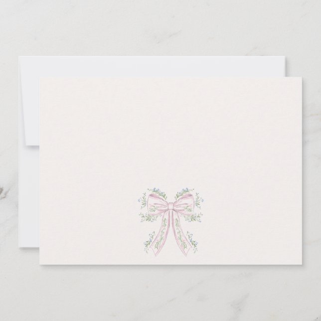 Convite de Chá de Noiva Floral Rosa e Azul,  (Verso)