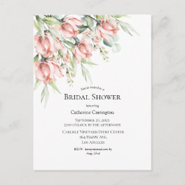 Convite de Chá de Noiva Floral Rosa Elegante