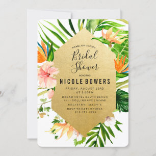 Convite de Chá de Noiva Floral Tropical