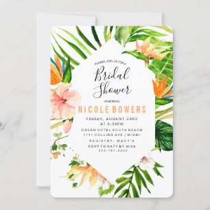 Convite de Chá de Noiva Floral Tropical