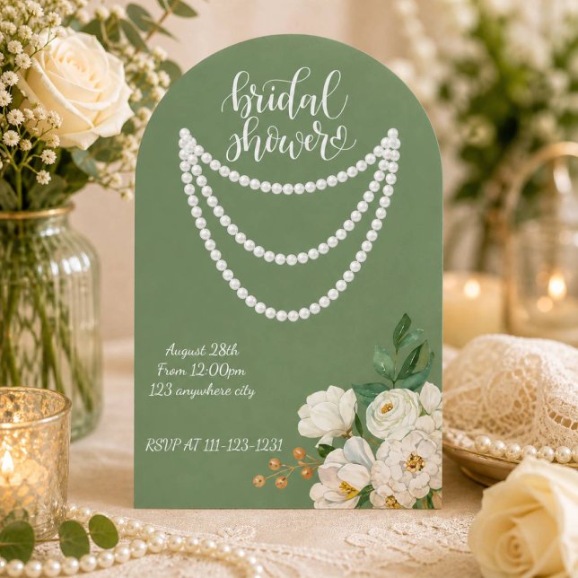 convite de chá de noiva floral verde (Criador carregado)