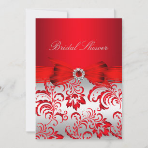 Convite de Chá de Noiva Floral Vermelho & Laço