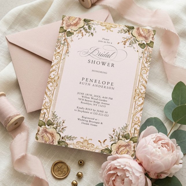 convite de chá de noiva floral vitoriano (Criador carregado)