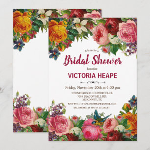 Convite de Chá de Noiva Floral Vitoriano Antigo