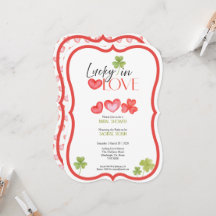 Convite de Chá de Noiva Folha e Corações: Sortuda