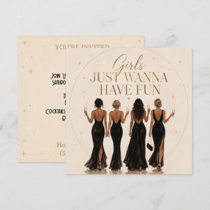 Convite de Chá de Noiva Girls Just Wanna Have Fun