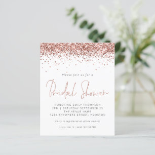 Convite de Chá de Noiva Glitter Rosa Dourado Orçam