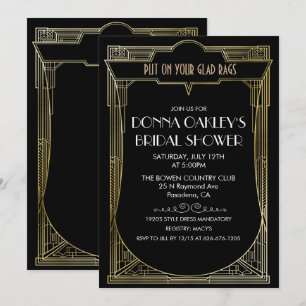 Convite de Chá de Noiva Great Gatsby Art Deco