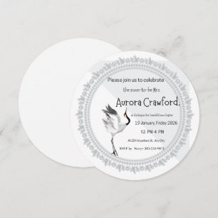 Convite de Chá de Noiva Grou Elegante Círculo As