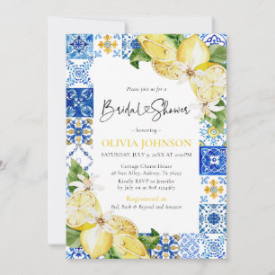 Convite de Chá de Noiva Italiano Limões Azulejos